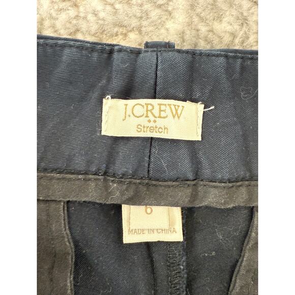 J Crew Sz 6 Stretch Casual Flat Front Stripe Chino Pants Navy Button Zip Pocket - Picture 9 of 11